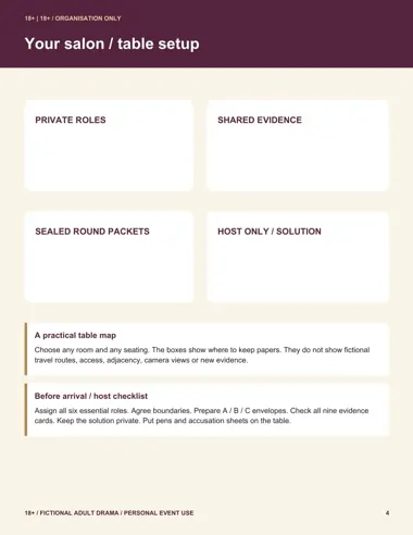 Set your salon table printable page